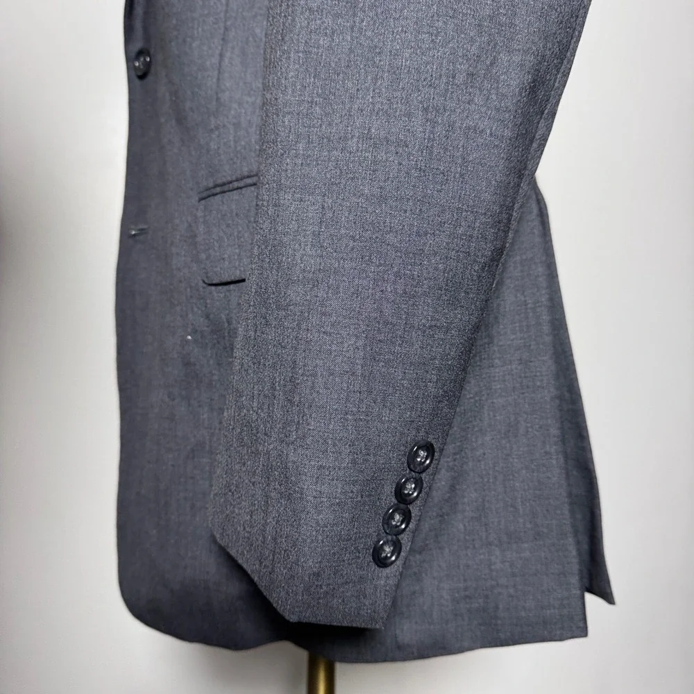 Jos. A. Bank Suit Mens 40L 32x29 Grey Solid Wool Tailored Fit‎ Two Button
